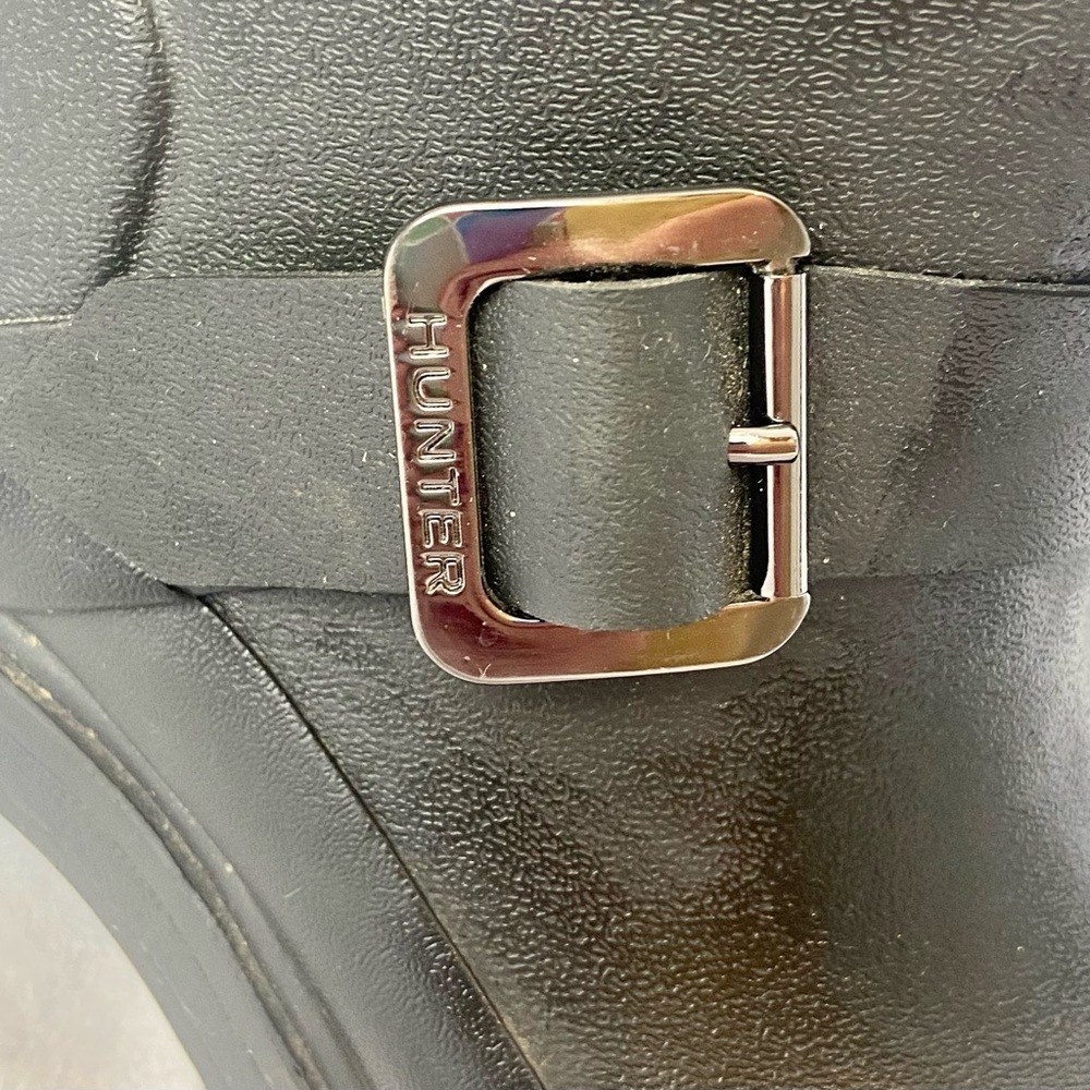 Hunter Original Rubber Biker Rain Boots - Black Size 6 - Picture 9 of 16